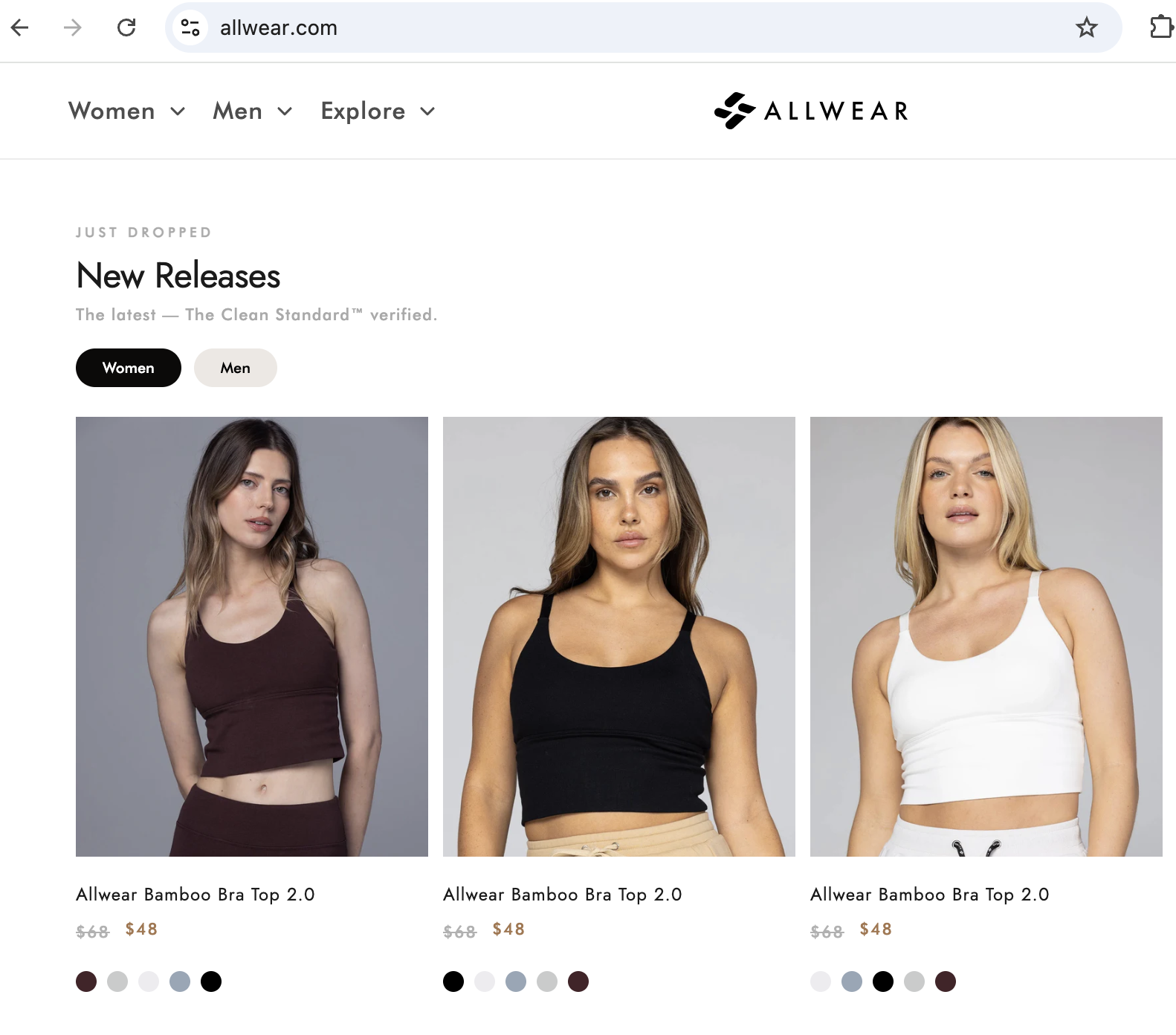 Allwear Shopify Collection Page